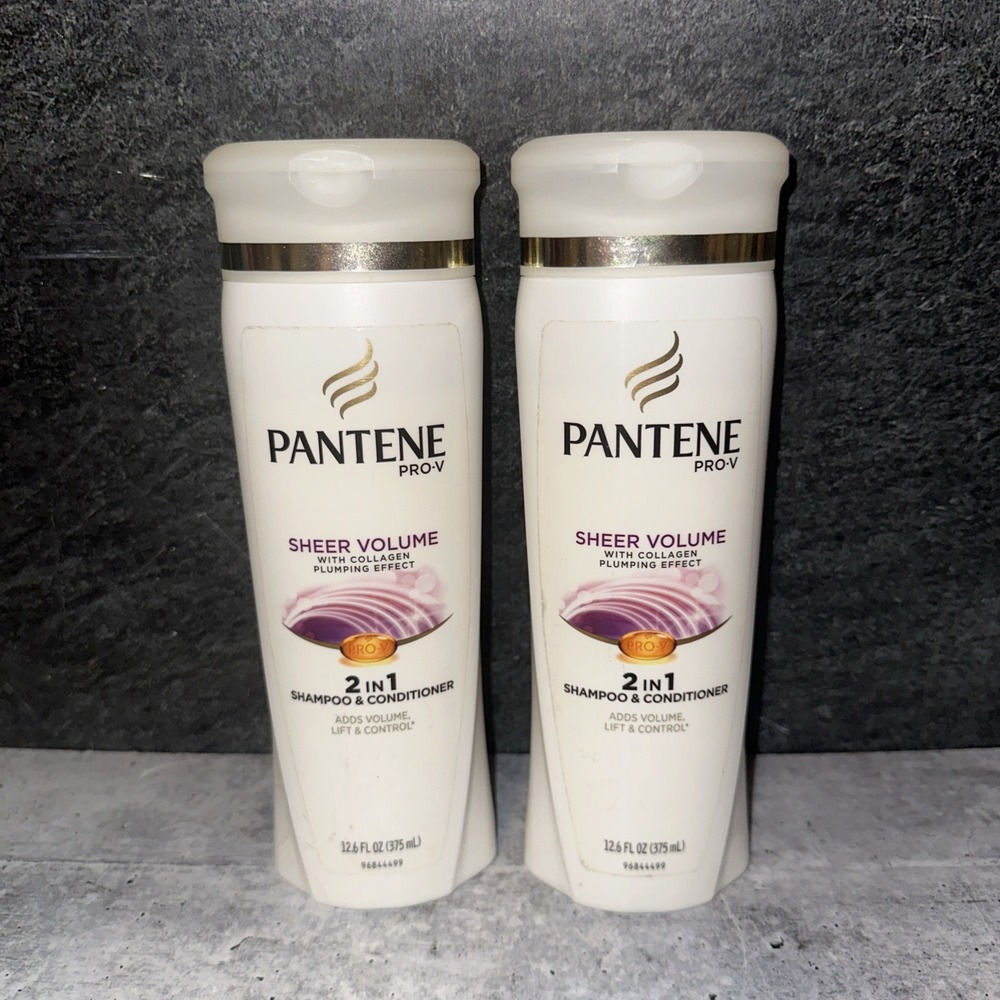 Lot of 2 - Pantene Pro V Sheer Volume 2 in 1 Shampoo & Conditioner 12.6 oz